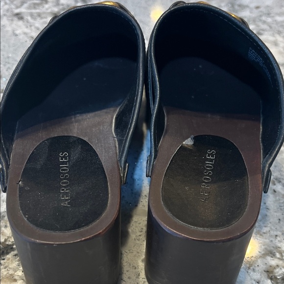 AEROSOLES Crosby Black Mules with Gold Accents Size 9 - Picture 7 of 11